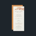 Menu Mariage d'automne de la version officielle de la b<br><div class="desc">Ce menu de réception mariage de automne est doté d'une branche verte et orangée qui encadre le texte de votre menu du dîner d'une typographie élégante et facile à customiser. Personnalisez ce menu encore plus en changeant la couleur arrière - plan de l'ivoire doux à la couleur de votre choix...</div>