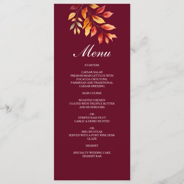 Menu Mariage d'automne en Bourgogne (Devant)