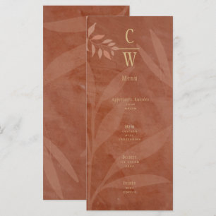 Menu Mariage d'automne moderne Terracotta Feuilles d'or