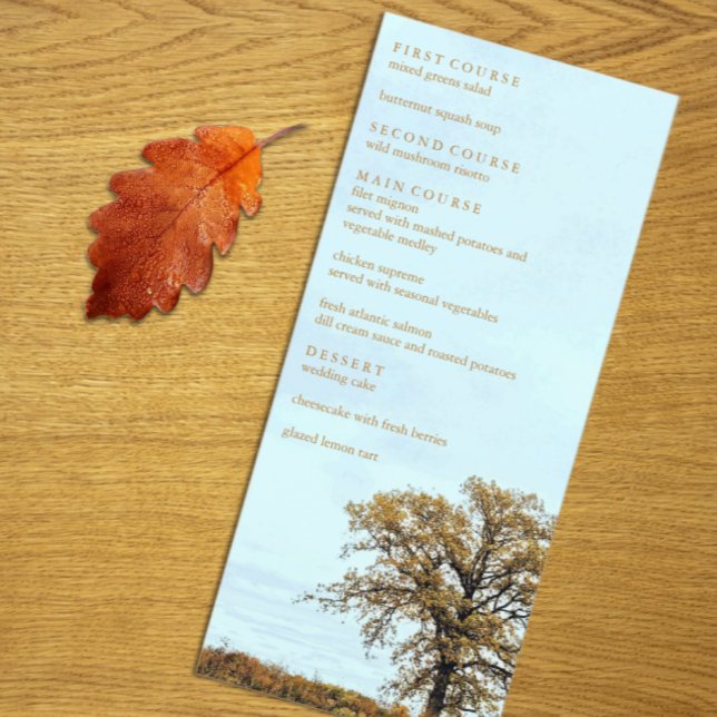 Menu Mariage d'automne sous un chêne rustique (Créateur téléchargé)