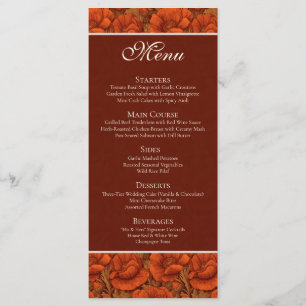 Menu Mariage d'automne sur le thème des Anémones Boho