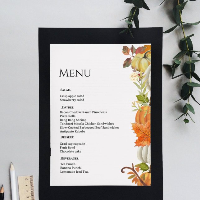 Menu Mariage de automne Citrouille feuilles d'automne m (Créateur téléchargé)