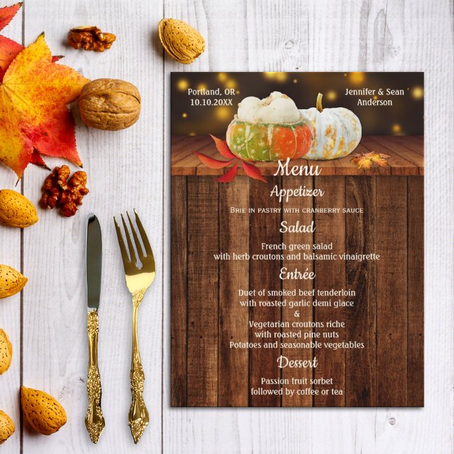 Menu Mariage de automne citrouille ou Thanksgiving (Créateur téléchargé)