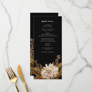Menu Mariage de automne d'aquarelle noire florale d'aut