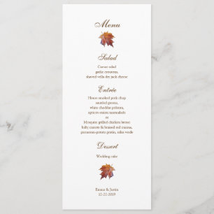 Menu Mariage de automne de feuille de chute d'aquarelle
