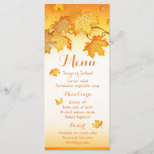 Menu Mariage de automne Orange Feuilles d'automne