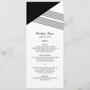 Menu Mariage de bande géométrique en noir blanc
