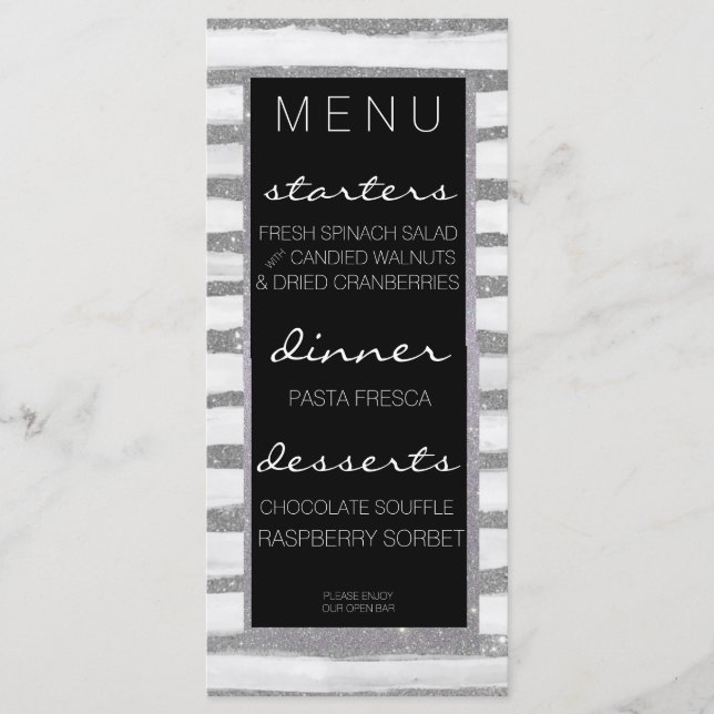 Menu Mariage de bande Shimmer Argent (Devant)