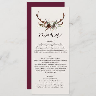 Menu mariage de bois de cerf et de fleurs rustique