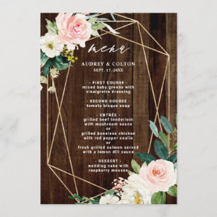 Menu Mariage de bois géométrique Floral Rustique