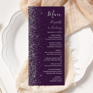 Menu Mariage de bord de Parties scintillant d'argent fo