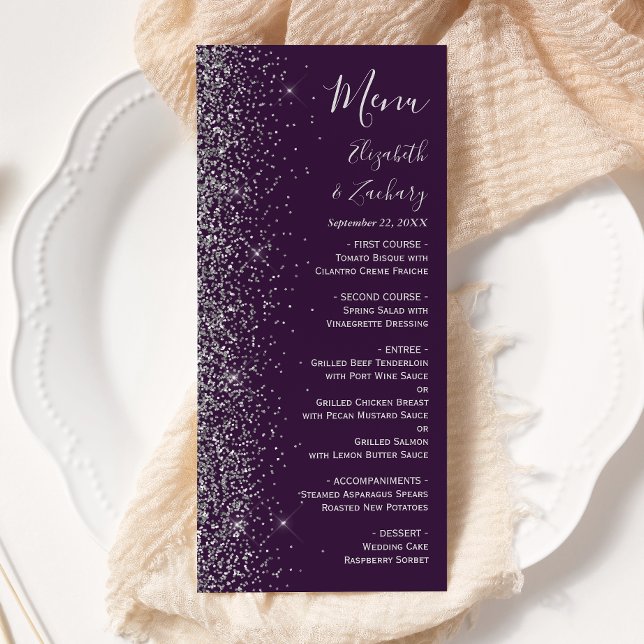 Menu Mariage de bord de Parties scintillant d'argent fo (Créateur téléchargé)