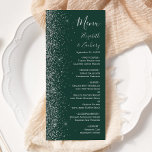 Menu Mariage de bord de Parties scintillant en argent m<br><div class="desc">Le bord gauche de cet élégant menu mariage moderne présente un style de parties scintillant en faux argent. Le texte personnalisable combine écriture gris argenté,  copperplate et polices italiques sur un arrière - plan vert émeraude foncé. L'envers présente une parties scintillant verte et argentée assortie.</div>