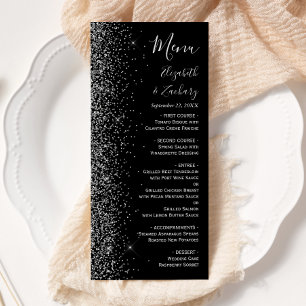 Menu Mariage de bord de Parties scintillant en argent n