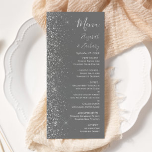 Menu Mariage de bord de Parties scintillant gris modern