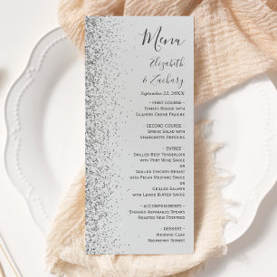 Menu Mariage de bord de Parties scintillant gris pâle m