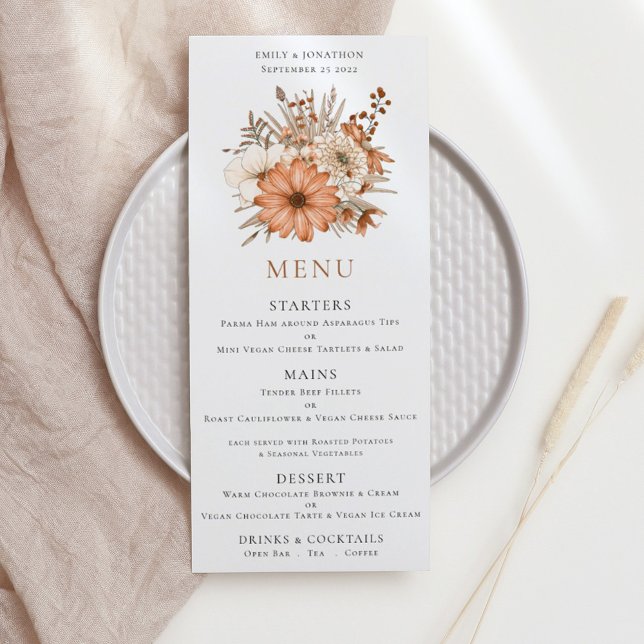 Menu Mariage de bouquet floral d'automne moderne (Créateur téléchargé)