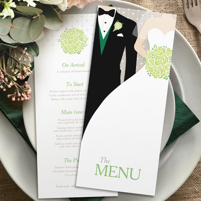 Menu mariage de bouquet vert marié et marié (Créateur téléchargé)