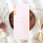 Menu Mariage de broyage d'abricot rose et orange<br><div class="desc">Ce menu mariage élégant avec texte personnalisé et typographie moderne ferait un merveilleux ajout à votre fête! Modifiez facilement le texte en cliquant sur l'option "personnaliser ce modèle".</div>