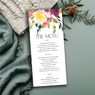 MENU MARIAGE DE BUNCH FLORAL BURGUNDY JAUNE CLAIR