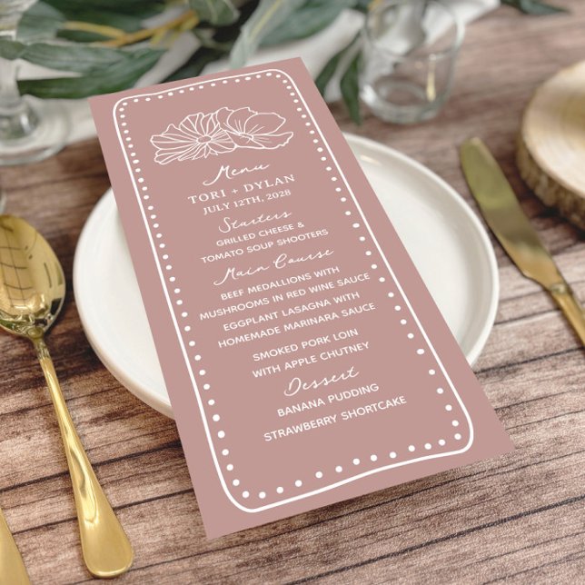 Menu Mariage de cadre à main rose florale (Créateur téléchargé)