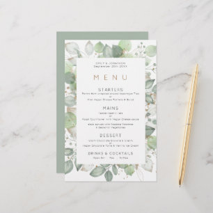 Menu Mariage de cadre de feuillage vert budget