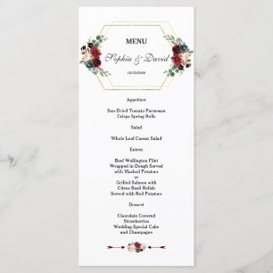 Menu Mariage de cadre Hexagon Hexagon Floral Bourg