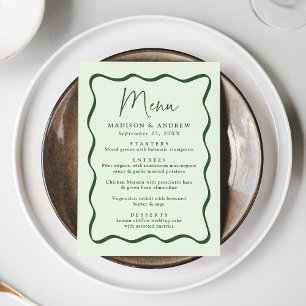 Menu Mariage de cadre vert moderne