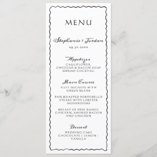 Menu Mariage de cadre Whimsical noir et blanc simple