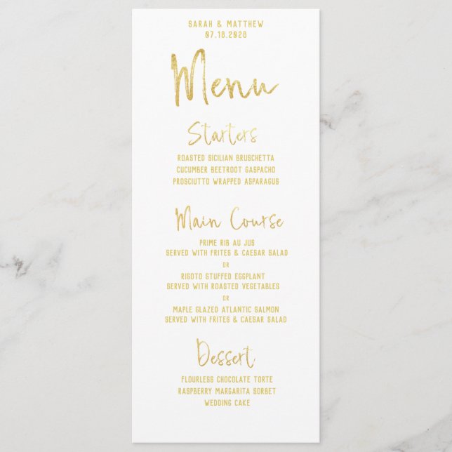 Menu Mariage de calligraphie de police de script Gold B (Devant)