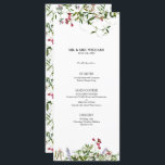 Menu Mariage de calligraphie Fleur sauvage moderne<br><div class="desc">Créez le cadre parfait de la réception avec ce menu branché de 4"x 9" avec une élégante typographie de script en lettrage à la main et un positionnement moderne, ainsi qu'une délicate florale botanique fleur sauvage d'été. C'est un joli design estival ! Personnalisez vos détails accentués avec une belle calligraphie...</div>