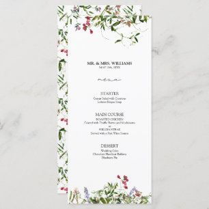 Menu Mariage de calligraphie Fleur sauvage moderne