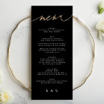 Menu Mariage de calligraphie moderne Black White Gold<br><div class="desc">partie d'une collection *pas de papier à papier</div>