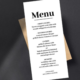 Menu Mariage de calligraphie moderne minimaliste
