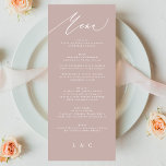 Menu Mariage de calligraphie moderne moderne rose<br><div class="desc">menu mince pour correspondre à la collection *si vous voulez plus d'options papier cette conception peut être transférée à un programme mince *ou pour plus d'aide contactez-moi</div>