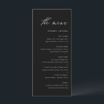 Menu Mariage de calligraphie noir et blanc<br><div class="desc">Ajoutez un accent élégant à votre paysage de table d'événements avec cette carte de menu personnalisable. Il présente un script fantaisiste et une typographie simple. Personnalisez cette carte de menu moderne en ajoutant vos propres détails. Cette carte de menu noir et blanc est parfaite pour les mariages, les douches nuptiales,...</div>