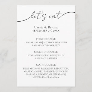 Menu Mariage de calligraphie noir et blanc