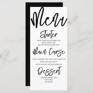Menu Mariage de calligraphie noir et blanc moderne