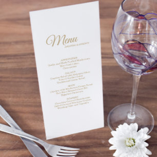 Menu Mariage de calligraphie or simple