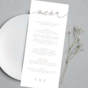 Menu Mariage de calligraphie rose classique