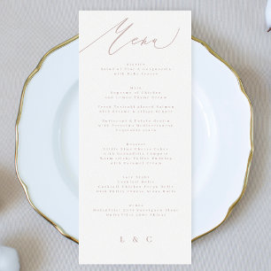Menu Mariage de calligraphie rose moderne