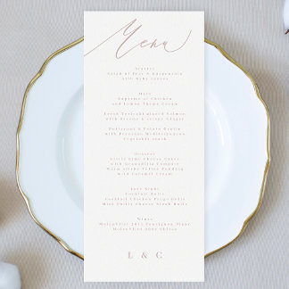 Menu Mariage de calligraphie rose moderne