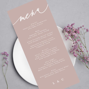 Menu Mariage de calligraphie rose simple et élégant