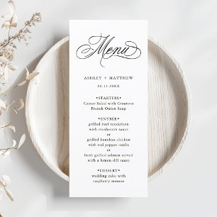 Menu Mariage de calligraphie Tourbillonnant romantique