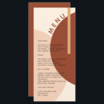 Menu Mariage de cercles Abstraits de Boho moderne<br><div class="desc">Un menu de mariage moderne et élégant donnant une ambiance boho les années 70 rustique avec son cercle abstrait et des formes rectangulaires motif dans des tons monochromatiques de terre cuite,  orange brûlée et beige. Personnalisez le menu mariage.</div>