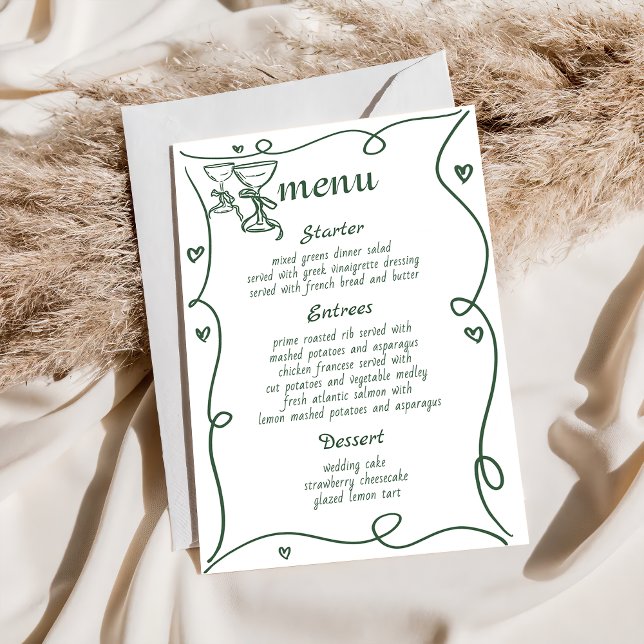 Menu Mariage de champagne tiré à la main (Créateur téléchargé)