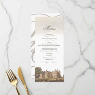 Menu Mariage de château de style anglais vintage