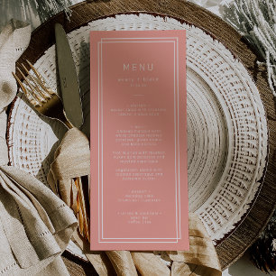 Menu Mariage de corail doux AVERTISSEMENT Peach Minimal