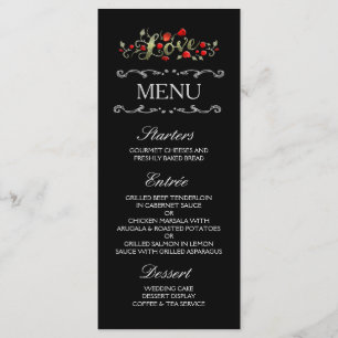 Menu Mariage de correspondance des roses noires et
