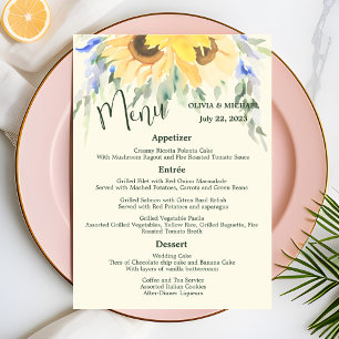 Menu Mariage de couleur d'eau élégante de tourneso
